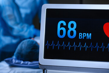 Modern heart rate monitor in operating room