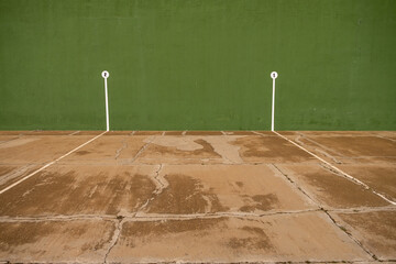 Detail of the marks in an fronton court, basque ball, Spain - obrazy, fototapety, plakaty