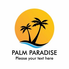 Palm paradise logo design template illustration