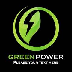 Fototapeta premium Green power logo design template illustration. suitable for brand, app, eco, electric, energy etc