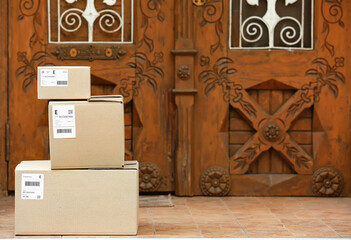 Delivered parcels on porch outdoors