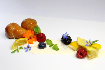 Italian Sweet - Rum baba with cream and berries