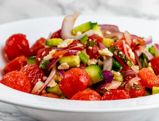Summertime watermelon salad with feta cheese. Calgary, Alberta, Canada