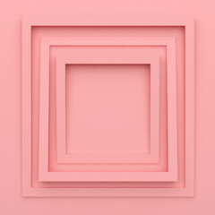 Pastel pink abstract picture frame design element, 3d illustration
