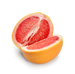 Fototapeta na wymiar Tasty cut grapefruit on white background