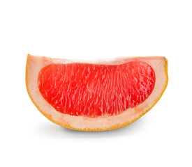 Piece of tasty ripe grapefruit on white background