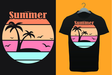Summer Vibes Sunset T Shirt Design, T-Shirt Design