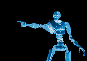 Fototapeta premium skull bot is pointing the way in a white background