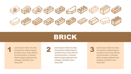 Brick For Building Construction Landing Web Page Header Banner Template Vector. Refractory And Defective Brick, Handmade And Facing Of Building Exterior, Old And Damaged . Cement Silicate Illustration