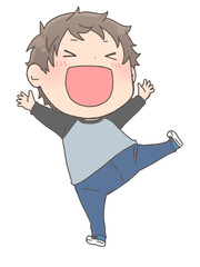 笑顔でジャンプする男の子