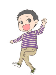 笑顔でジャンプする男の子