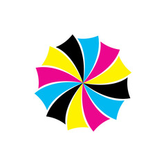 Rotation CMYK color logo design vector