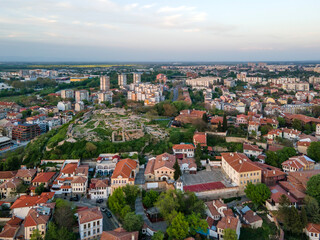 Fototapeta na wymiar Aerial view of City of Plovdiv, Bulgaria
