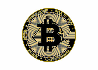 Bitcoin golden coin cryptocurrency background, Symbol digital currency. Vector illustration.