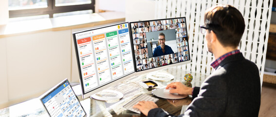 Online Remote Video Conference Webinar Scrum Meeting