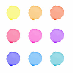 Standard watercolor palette. 9 shades of watercolor strokes. Watercolor paint stains