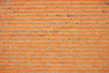 new large red brick wall orange bricks background new wall texture site under construction