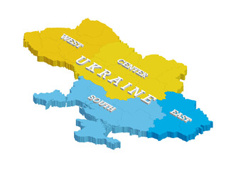 Ukraine geographic divisions isometric map