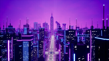Metaverse city and cyberpunk concept. 3d render
