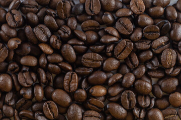 Roasted coffee beans background 
