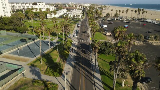 Santa Monica California Drone Aerial Footage Los Angeles Beach Pier