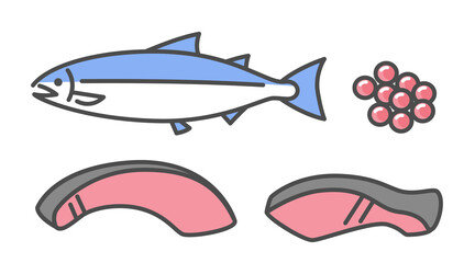 illustration of salmon and salmon egg