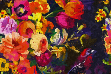 Fototapeta na wymiar Abstract beautiful oil painting rose flower