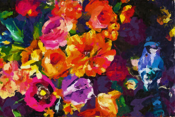 Fototapeta na wymiar Abstract beautiful oil painting rose flower