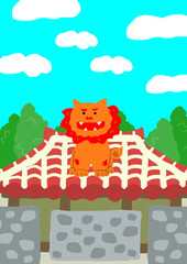 沖縄イメージ　古民家　縦