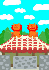 沖縄イメージ　古民家　縦