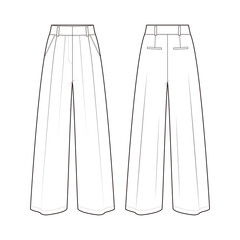 Women's Wide-Leg Pants fashion vector sketch, Apparel template