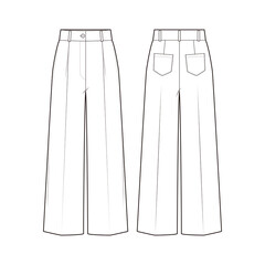 Women's Wide-Leg Pants fashion vector sketch, Apparel template