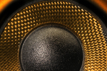 Sound speaker woofer, close up