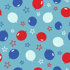 Fototapeta na wymiar Fourth of July Tossed Balloons Seamless Repeat Design 