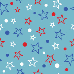 Fourth of July Tossed Stars Seamless Repeat Design