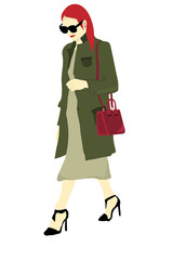 casual redhead girl with a bag