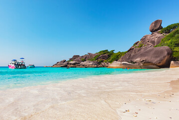 Scenic seascape of Similan Island with Turquoise Andaman Sea in Summer, Phang gna Province, Thailand