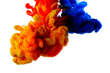 Obraz premium 水中に広がるカラフルな絵具