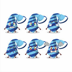 Blue tie cartoon character with various angry expressions