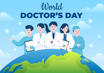 World Doctors Day Vector Illustration for Greeting Card, Poster or Background with Doctor, Stethoscope and Medical Equipment Image
