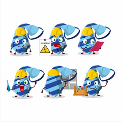 Professional Lineman blue tie cartoon character with tools