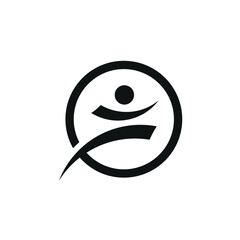 Running man vector logotype. Care delivery creative logo. Hand sport action fitness idea icon symbol