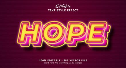 Neon Hope Text Style Effect, Editable Text Effect