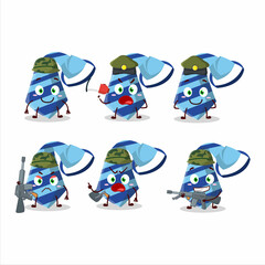 A charming soldier blue tie cartoon picture bring a gun machine