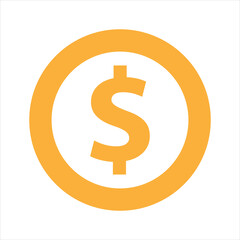 Simple dollar icon in orange color. Vector illustration