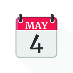 May 4 - Daily Calendar Icon in flat design style