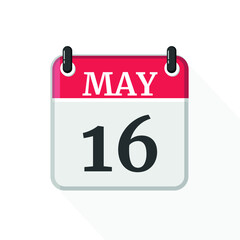 May 16 - Daily Calendar Icon in flat design style