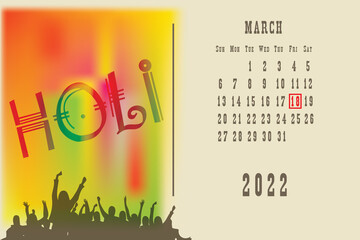 Calendar page holiday Holi