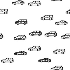 Car Transport Different Body Type Vector Seamless Pattern Thin Line Illustration