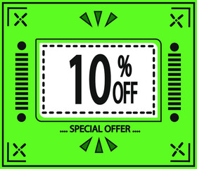 10% off. vector special offer marketing ad. green flag